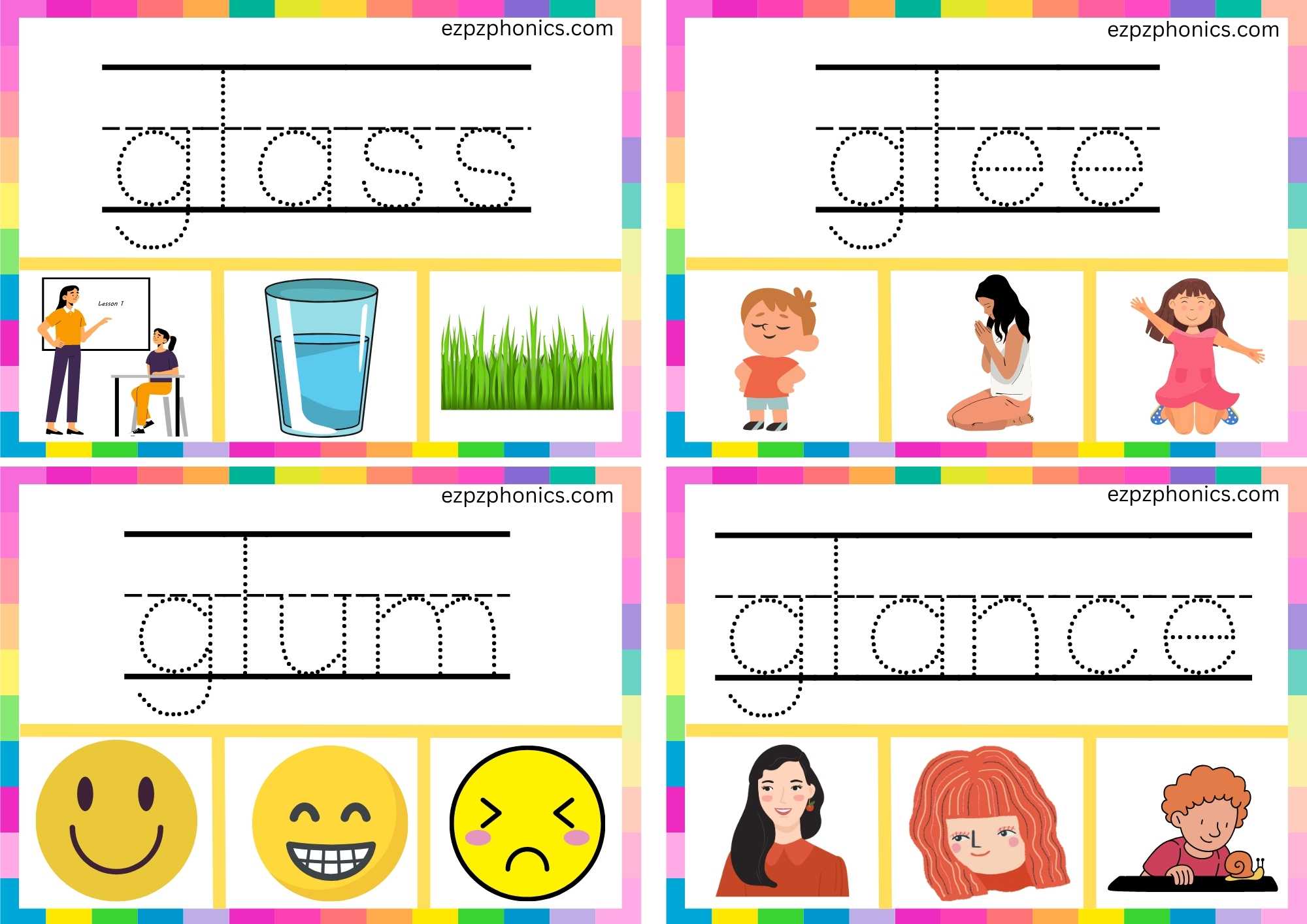 GL Beginning Blends Clip Cards Trace The Words And Clip The Correct Images Set 2